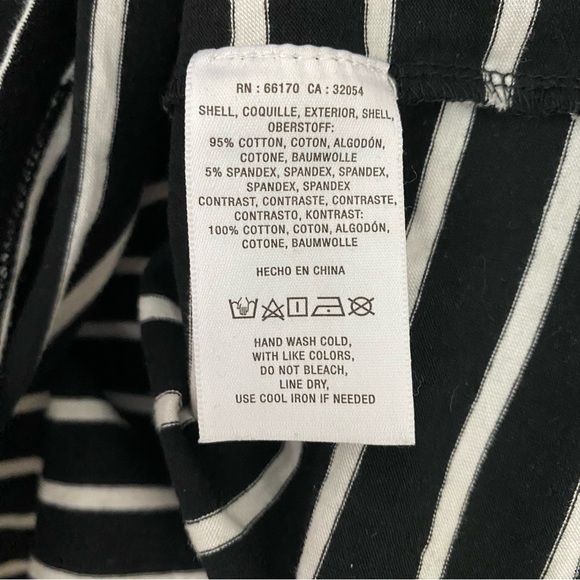 Anthropologie Adele Bell Sleeved Tee Black & White Stripes Small - Picture 10 of 11